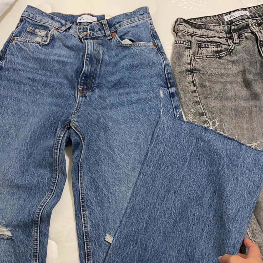 Zara jeans.First pair is a hi-rise full length & second pair is a green wide leg